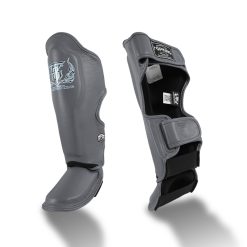 Top King pro genuine leather shinguards for muay thai TKSGP-GL Grey
