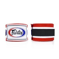 Fairtex boxing Handwraps, made of elasticated cotton. HW2 model featuring the Thai flag design