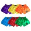 Satin Retro style muay thai shorts from Boon Sport, available in a wide range of colors