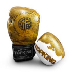 Top King Boxing Gloves Double happiness white with gold design