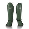 Boon Sport Leather Shin Pads for Muay Thai training olive green