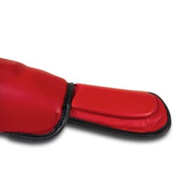 Boon Sport Leather Shin Pads for Muay Thai training red